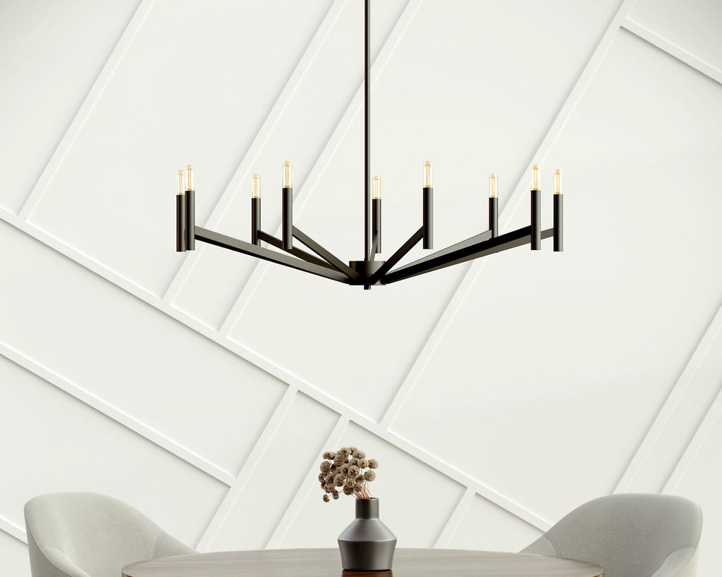 Vector Nine Light Chandelier Midnight Black