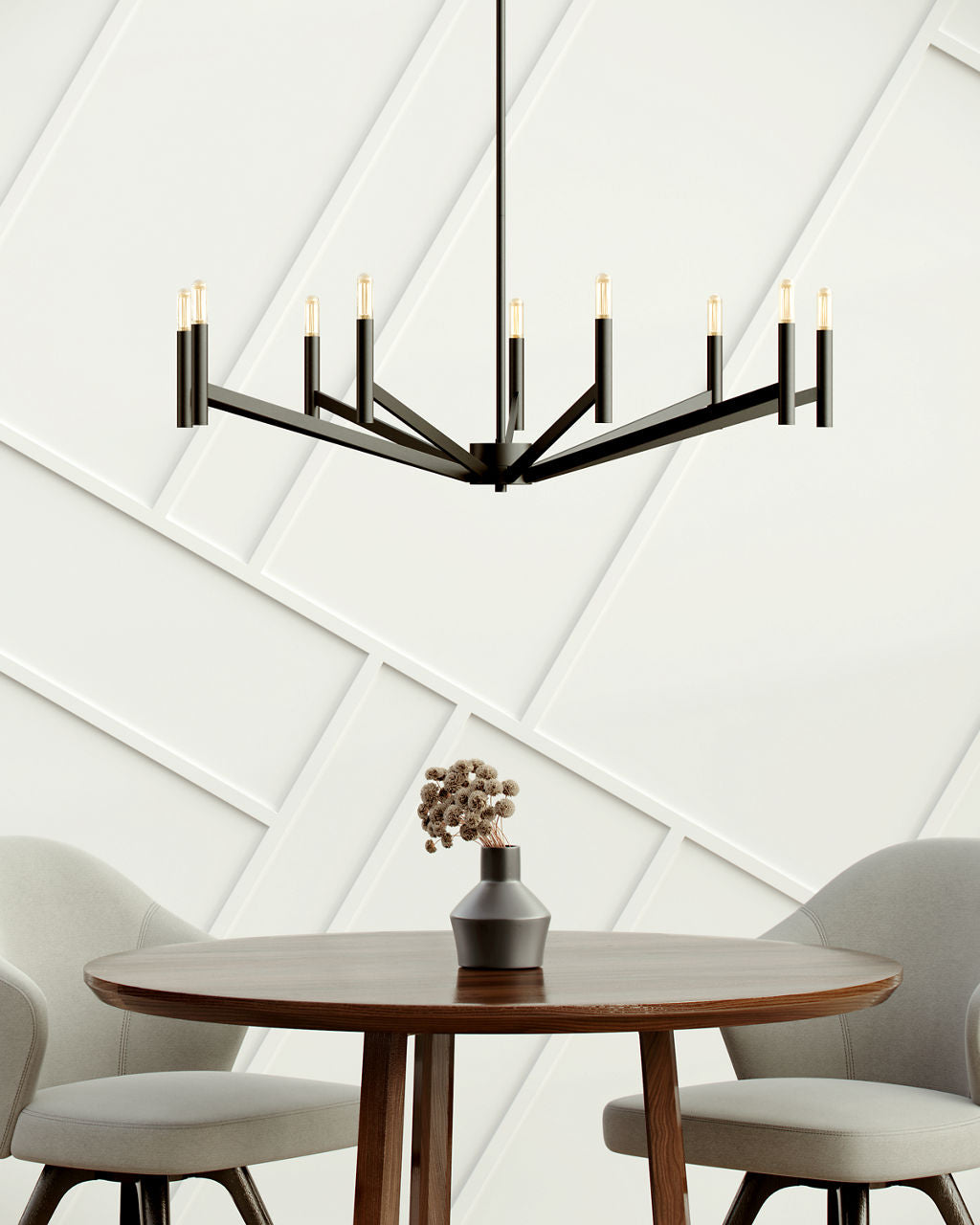 Vector Nine Light Chandelier Midnight Black
