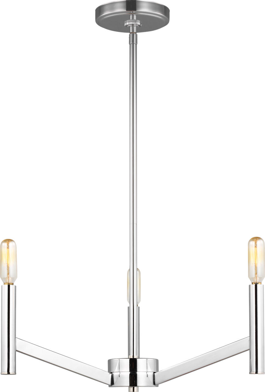 Vector Three Light Chandelier Chrome Bulbs Included
