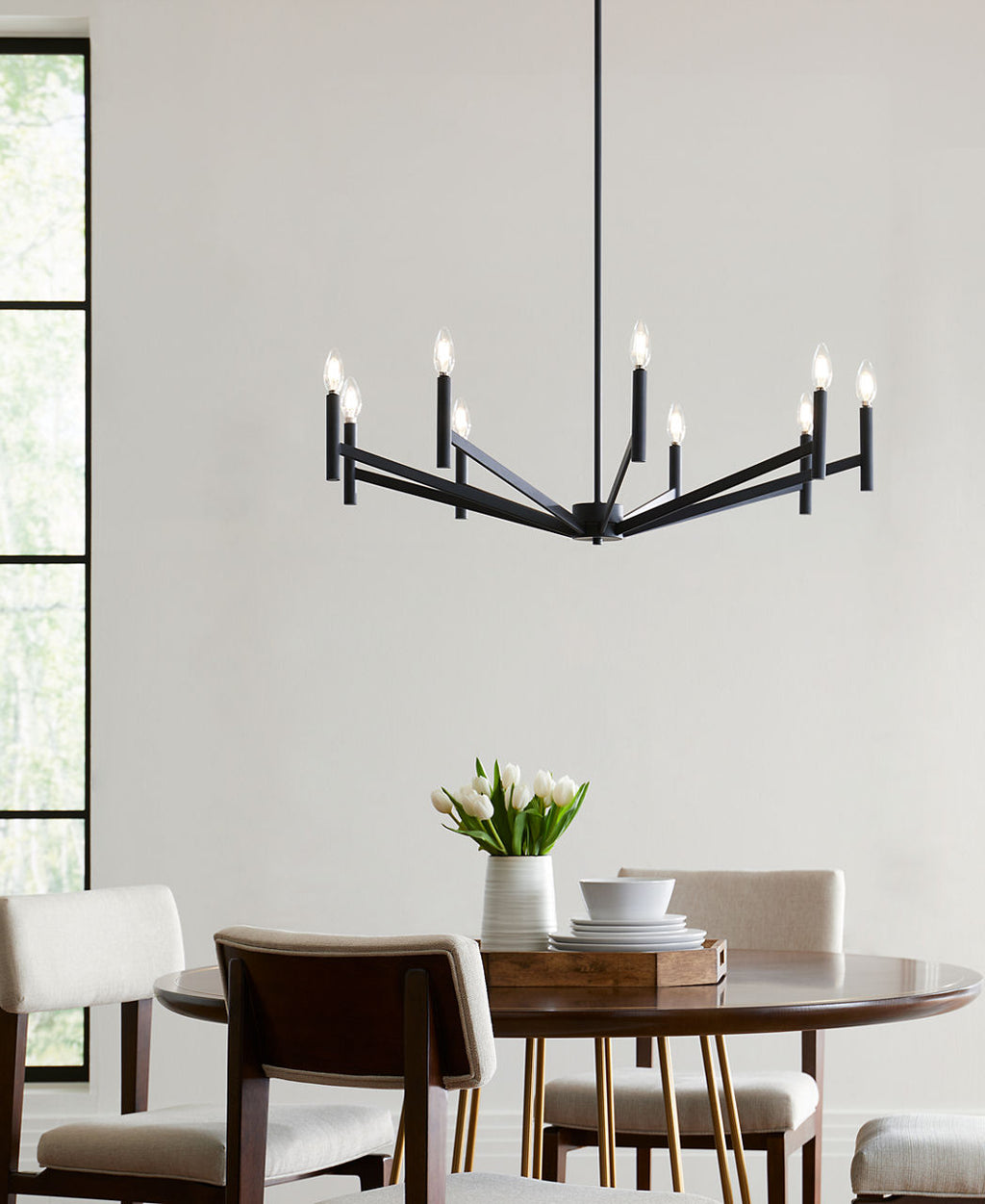 Vector Nine Light Chandelier Midnight Black