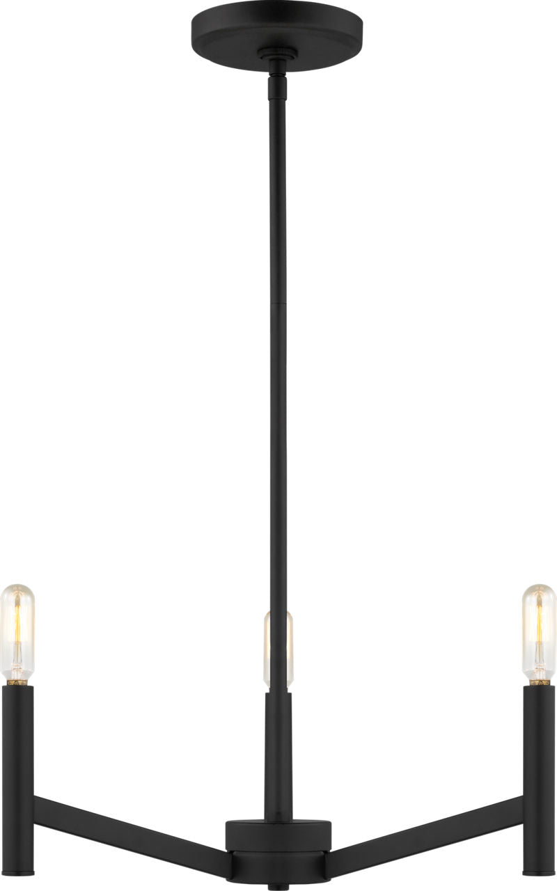 Vector Three Light Chandelier Midnight Black Bulbs Included