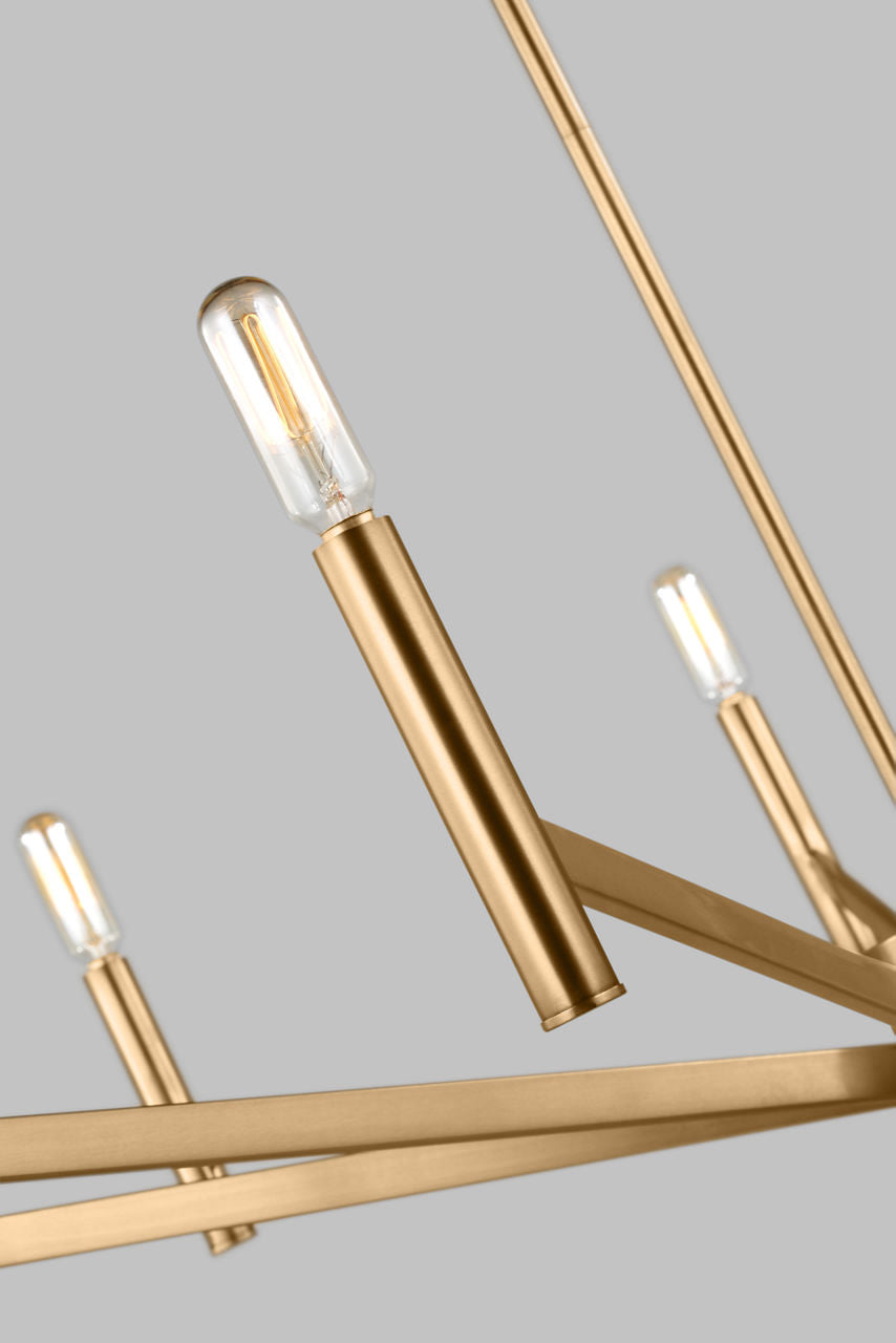 Vector Nine Light Chandelier Satin Brass Bulbs Inc