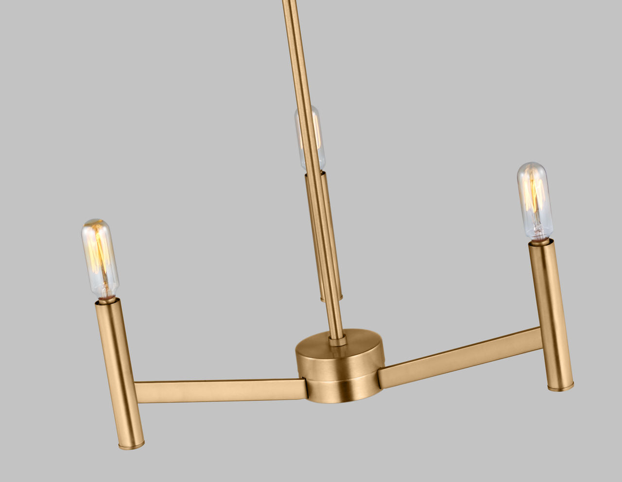 Vector Three Light Chandelier Satin Brass Bulbs Included