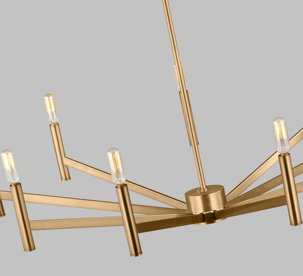 Vector Nine Light Chandelier Satin Brass