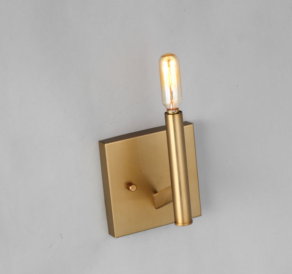 Vector One Light Wall / Bath Sconce Satin Brass Bulbs Included