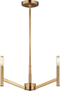 Vector Three Light Chandelier Satin Brass Bulbs Included