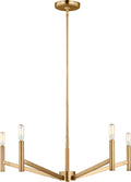 Vector Five Light Chandelier Satin Brass Bulbs Inc