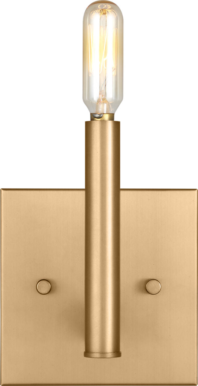 Vector One Light Wall / Bath Sconce Satin Brass Bulbs Included