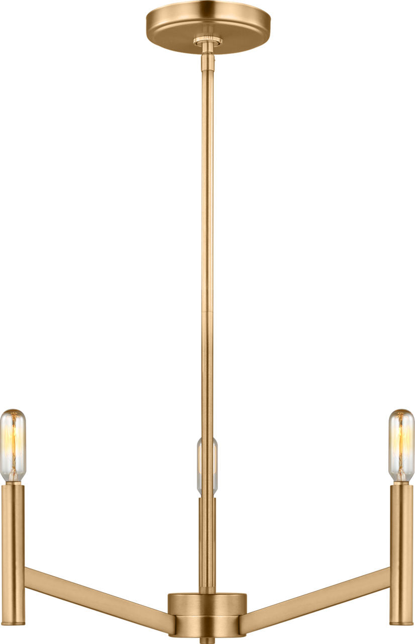 Vector Three Light Chandelier Satin Brass
