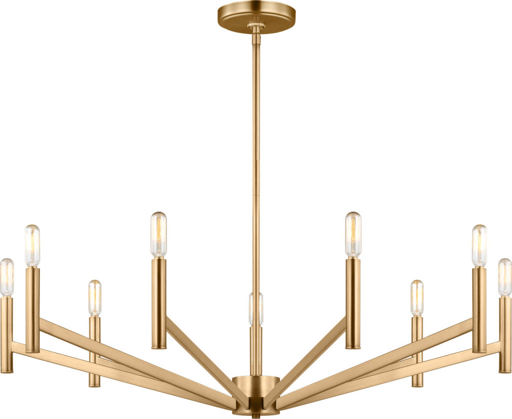 Vector Nine Light Chandelier Satin Brass