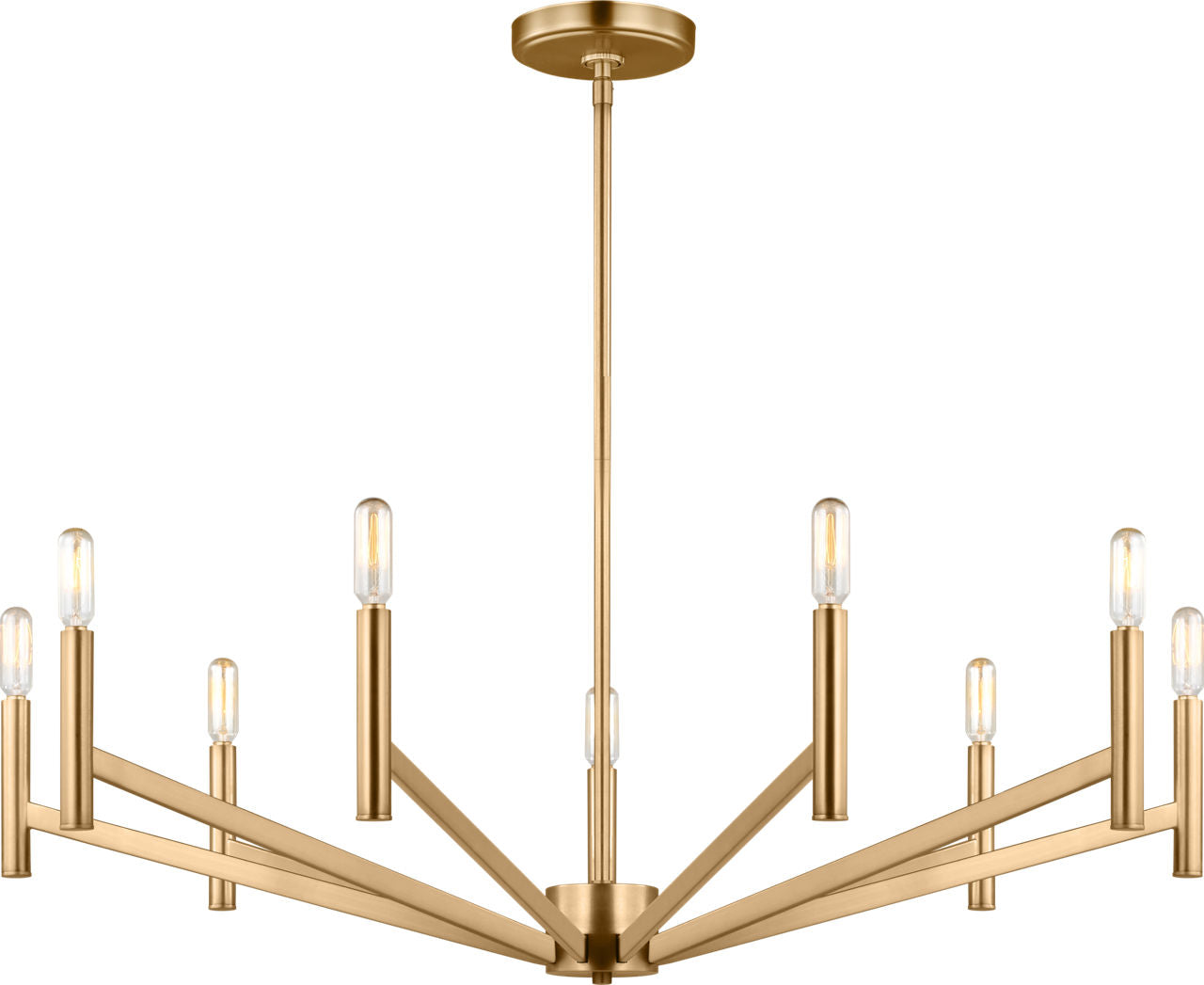 Vector Nine Light Chandelier Satin Brass