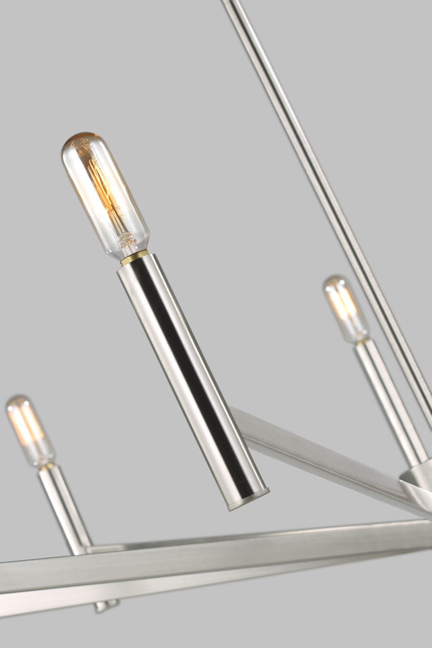 Vector Nine Light Chandelier Brushed Nickel