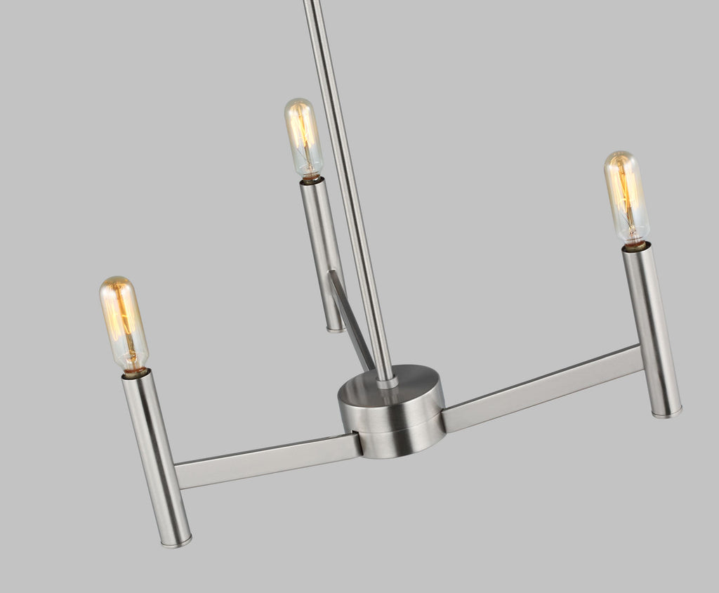Vector Three Light Chandelier Brushed Nickel