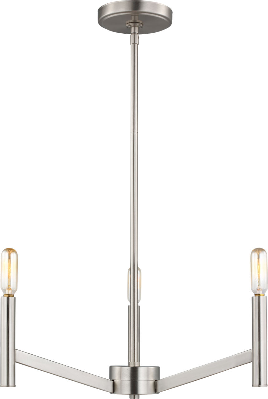 Vector Three Light Chandelier Brushed Nickel Bulbs Included