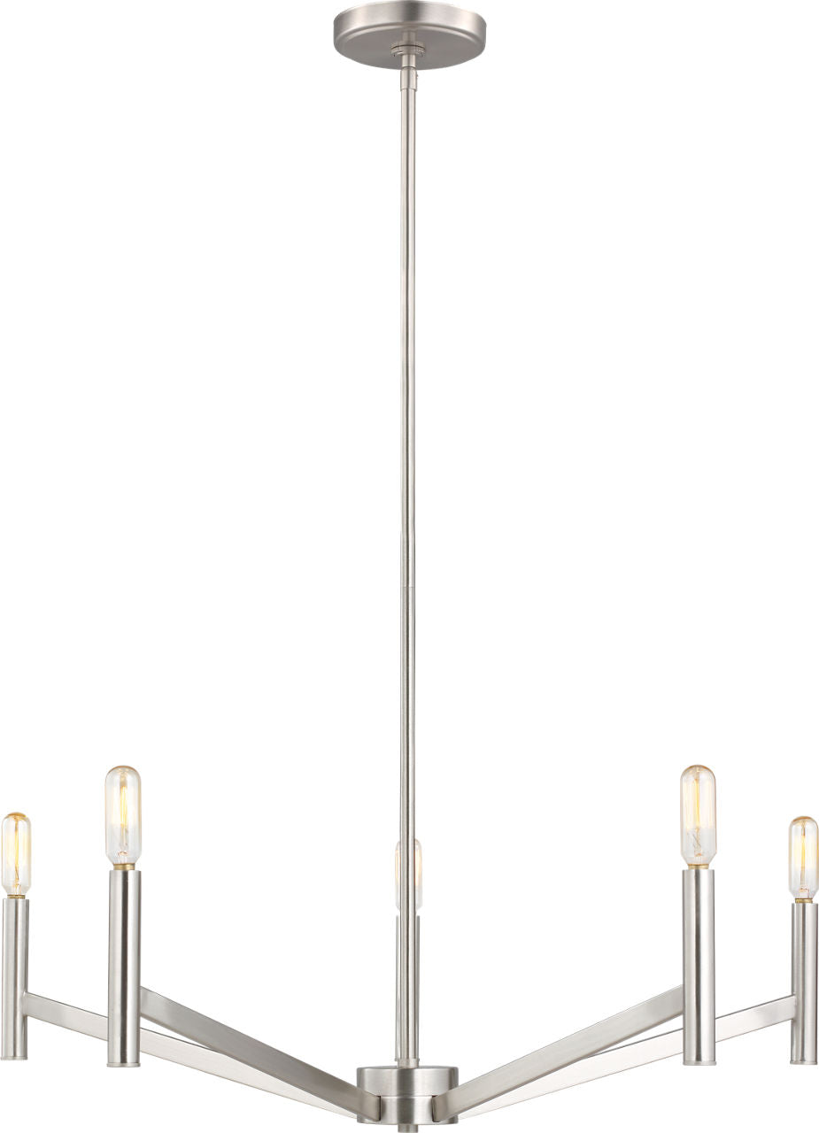 Vector Five Light Chandelier Brushed Nickel Bulbs Inc