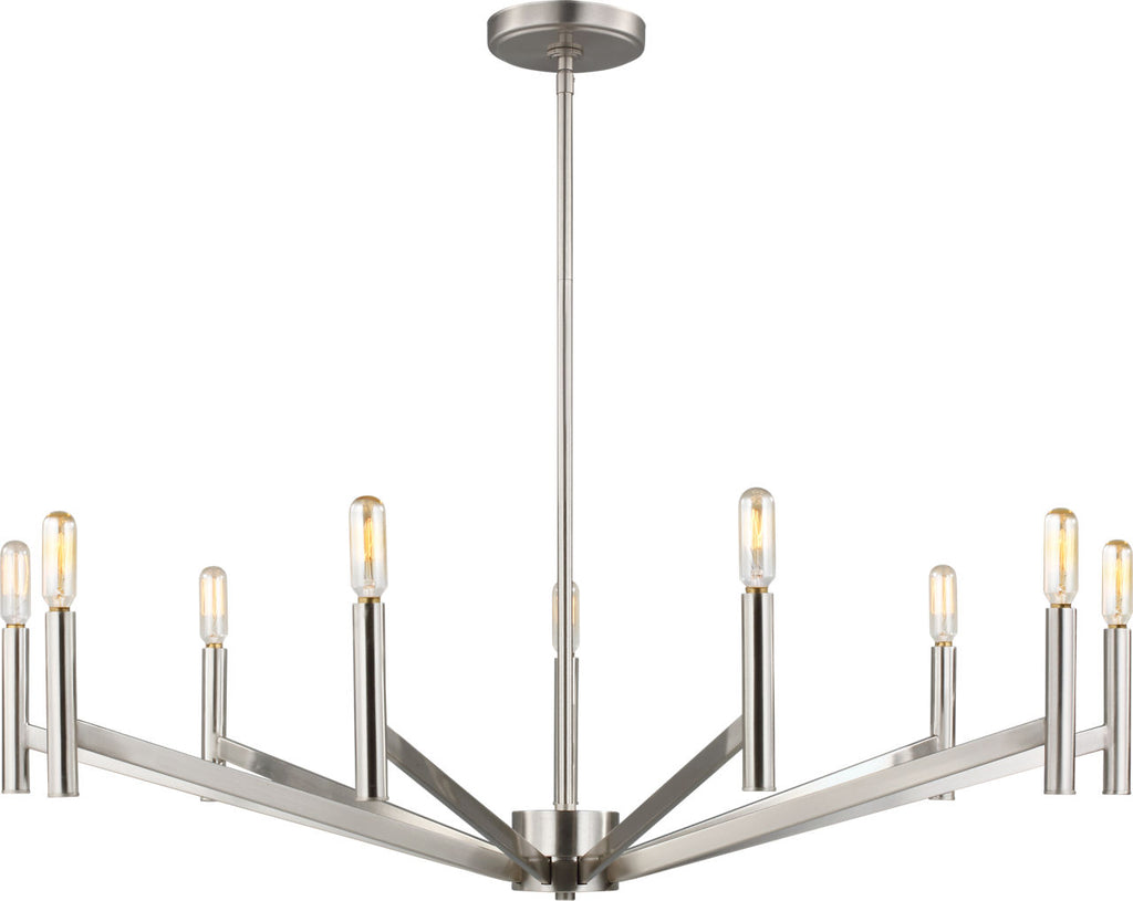 Vector Nine Light Chandelier Brushed Nickel Bulbs Included