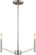 Vector Three Light Chandelier Brushed Nickel