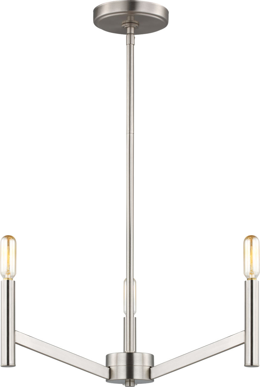Vector Three Light Chandelier Brushed Nickel