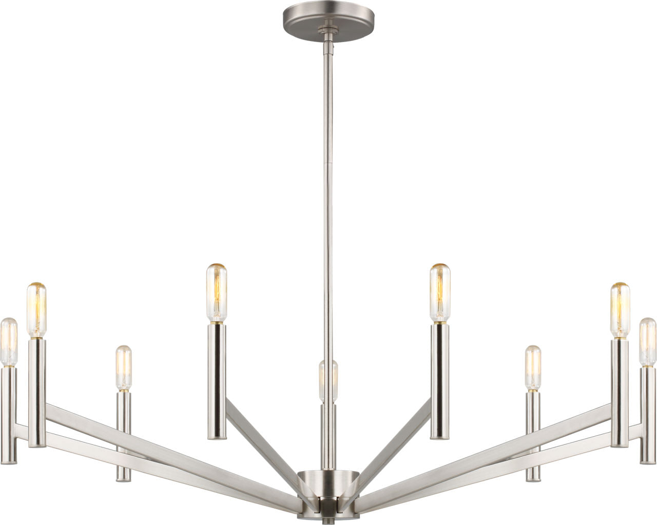 Vector Nine Light Chandelier Brushed Nickel