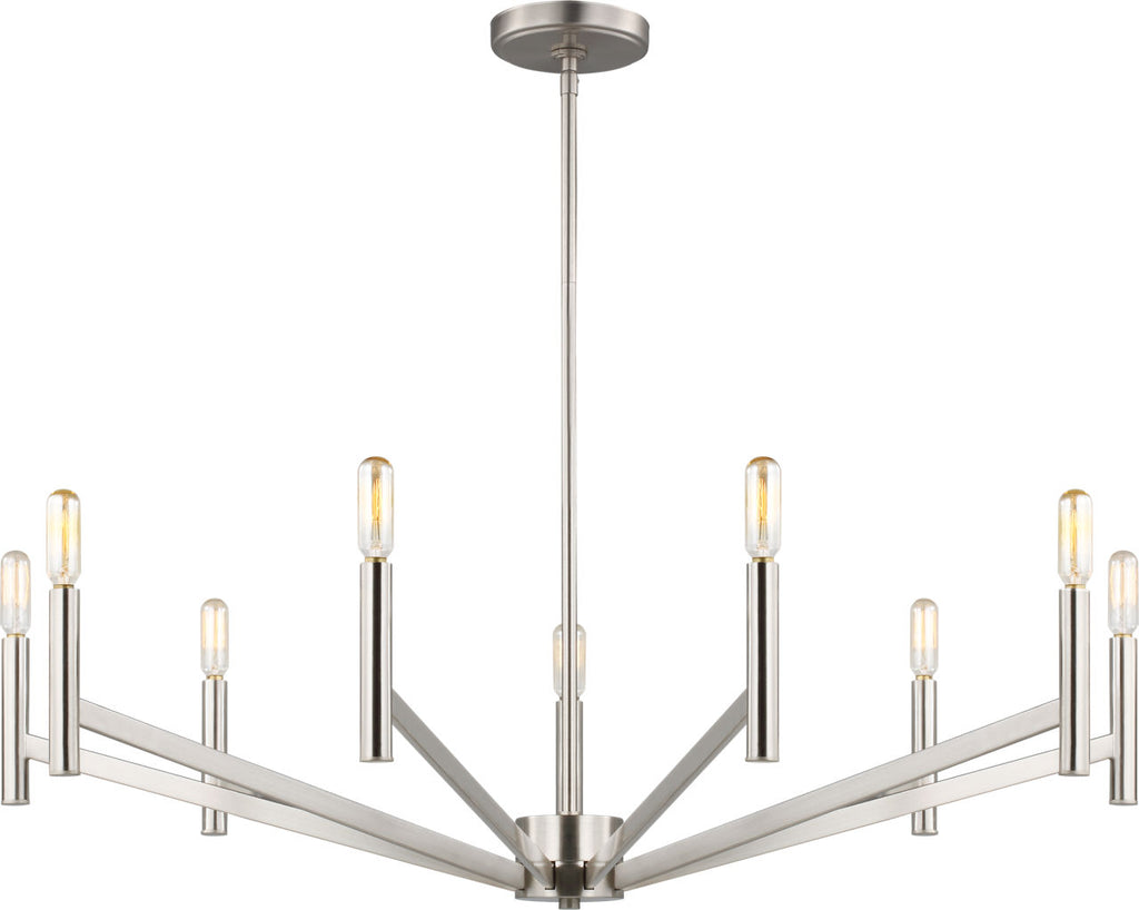 Vector Nine Light Chandelier Brushed Nickel Bulbs Included