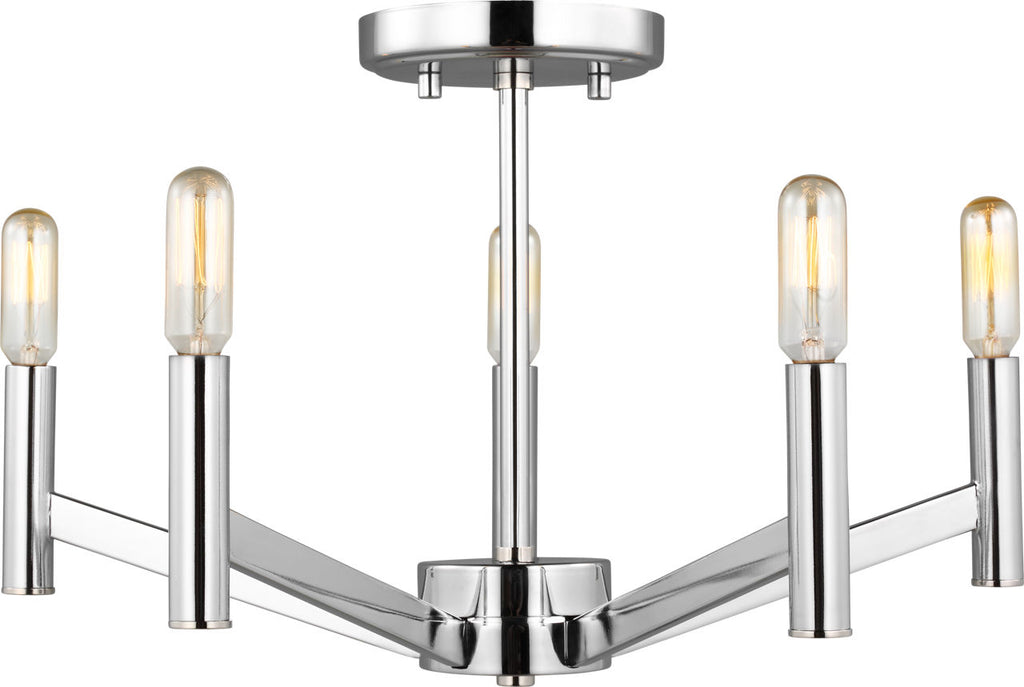 Vector Five Light Semi-Flush Mount Chrome Bulbs Inc