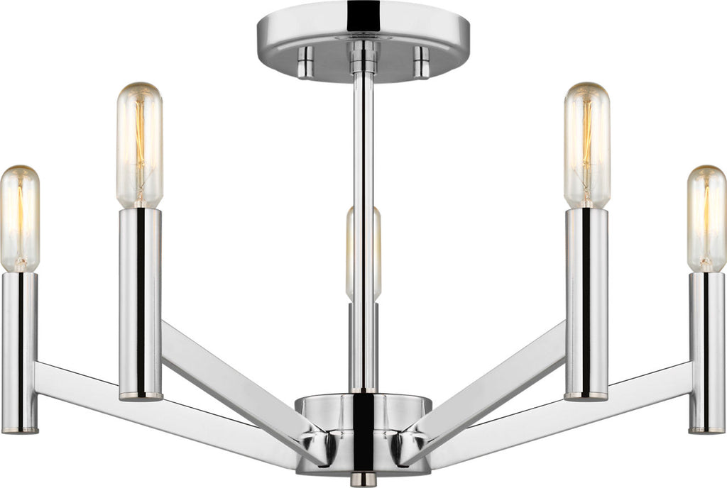 Vector Five Light Semi-Flush Mount Chrome Bulbs Inc