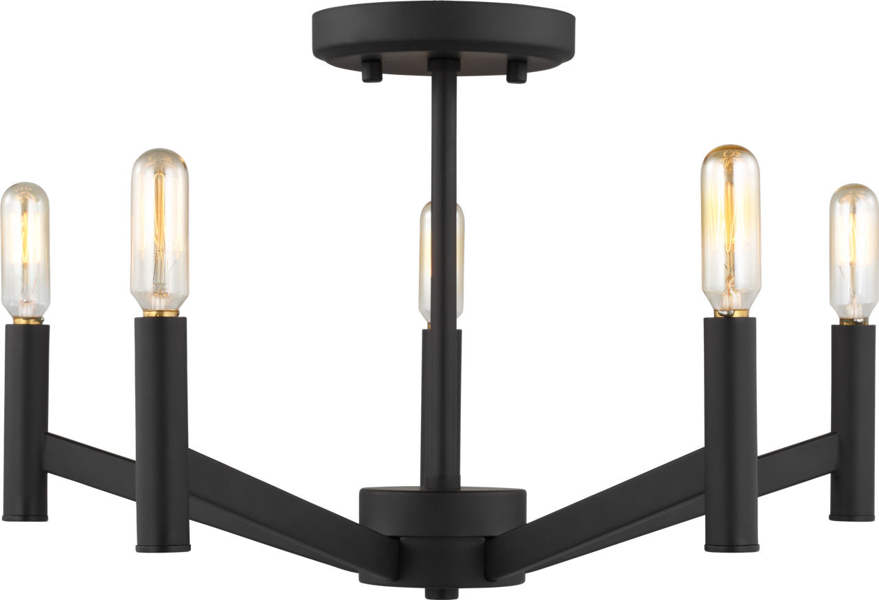 Vector Five Light Semi-Flush Mount Midnight Black