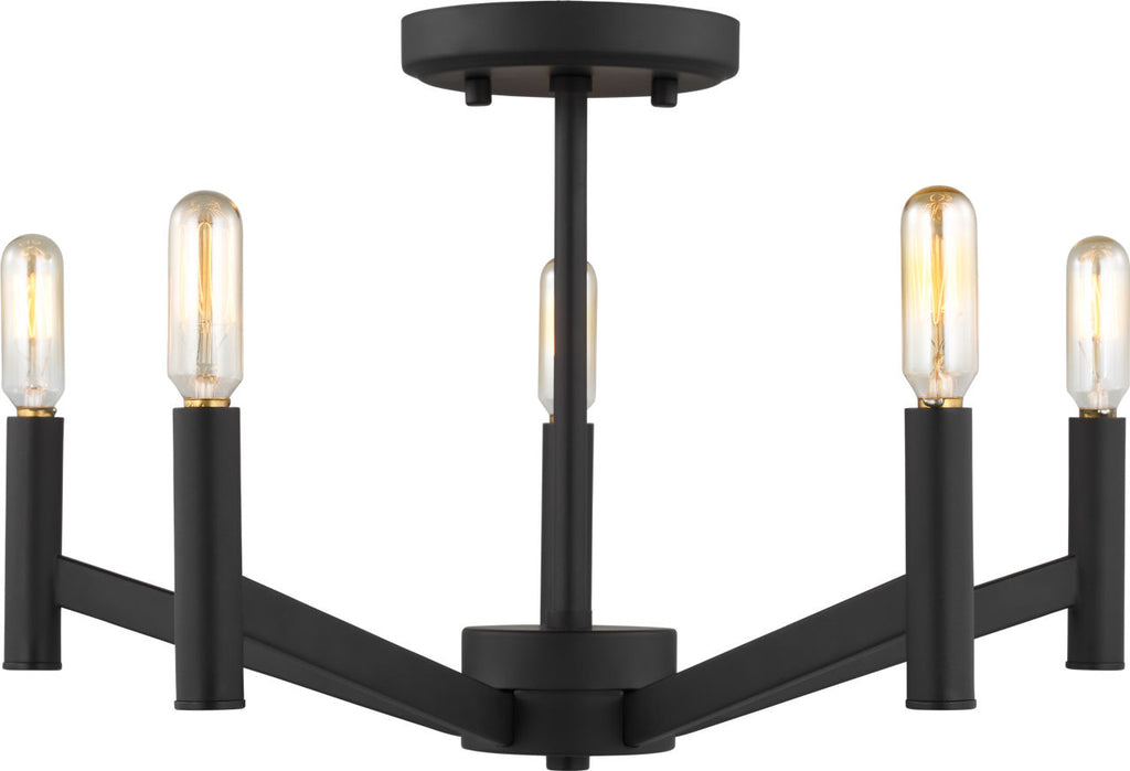 Vector Five Light Semi-Flush Mount Midnight Black Bulbs Inc