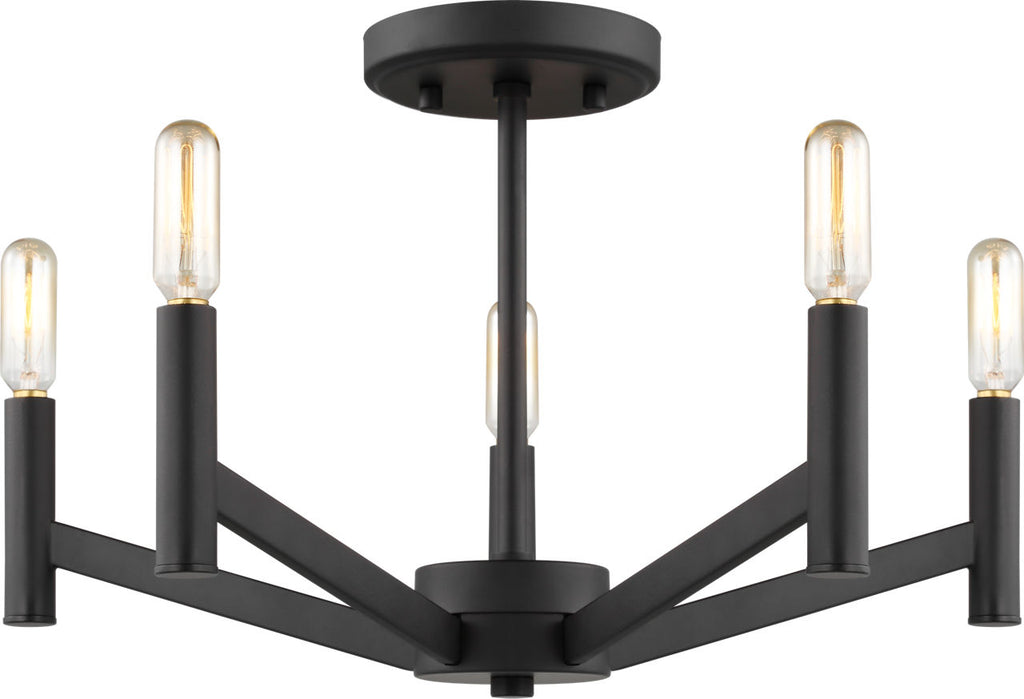 Vector Five Light Semi-Flush Mount Midnight Black