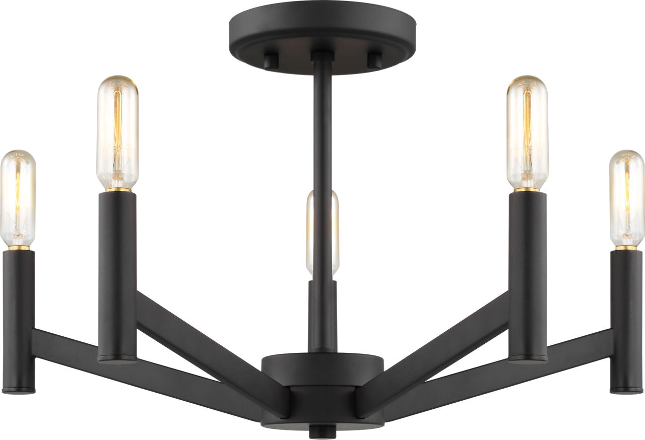 Vector Five Light Semi-Flush Mount Midnight Black