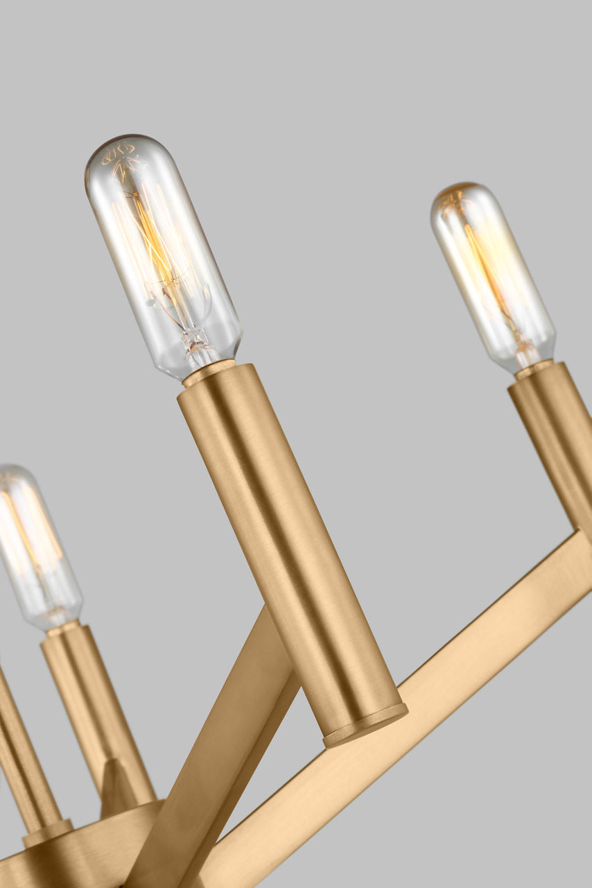 Vector Five Light Semi-Flush Mount Satin Brass Bulbs Included