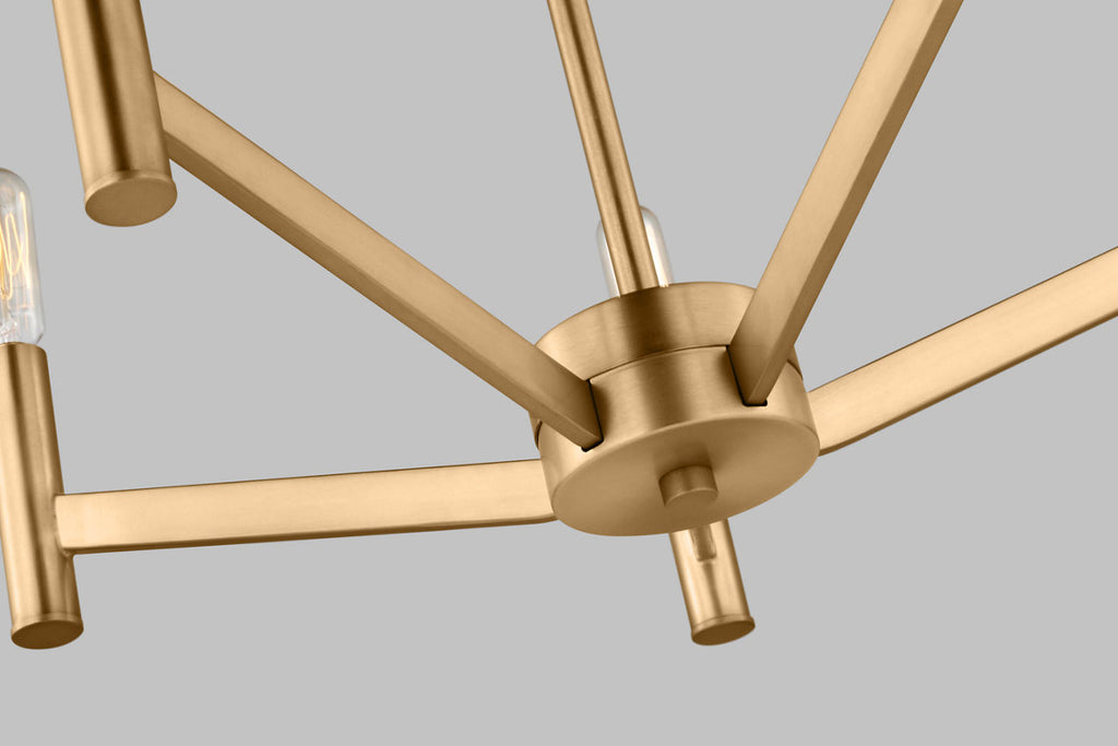 Vector Five Light Semi-Flush Mount Satin Brass Bulbs Included