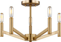 Vector Five Light Semi-Flush Mount Satin Brass