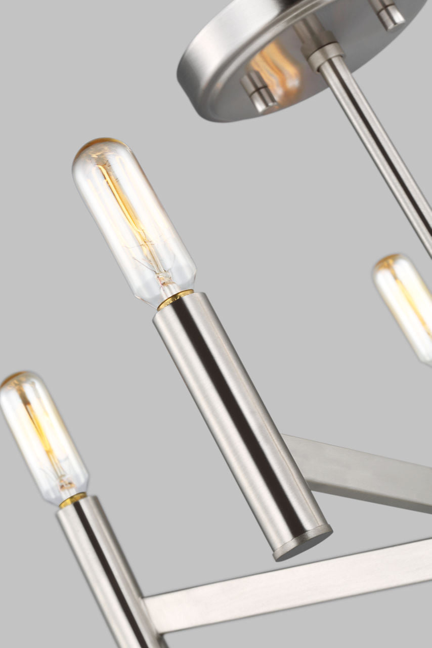 Vector Five Light Semi-Flush Mount Brushed Nickel