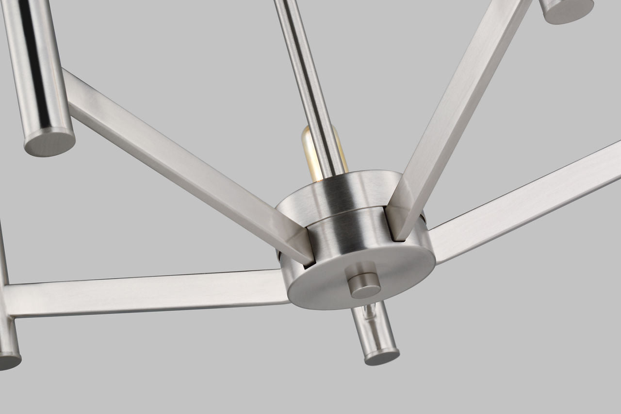 Vector Five Light Semi-Flush Mount Brushed Nickel Bulbs Inc