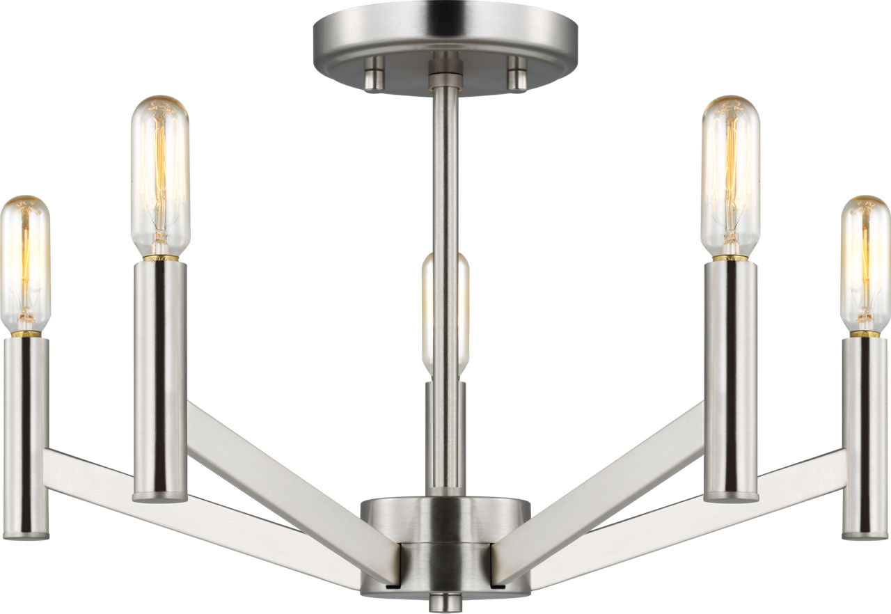 Vector Five Light Semi-Flush Mount Brushed Nickel