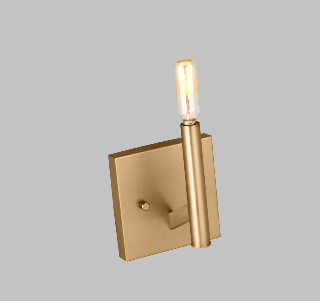 Vector One Light Wall / Bath Sconce Satin Brass Bulbs Included