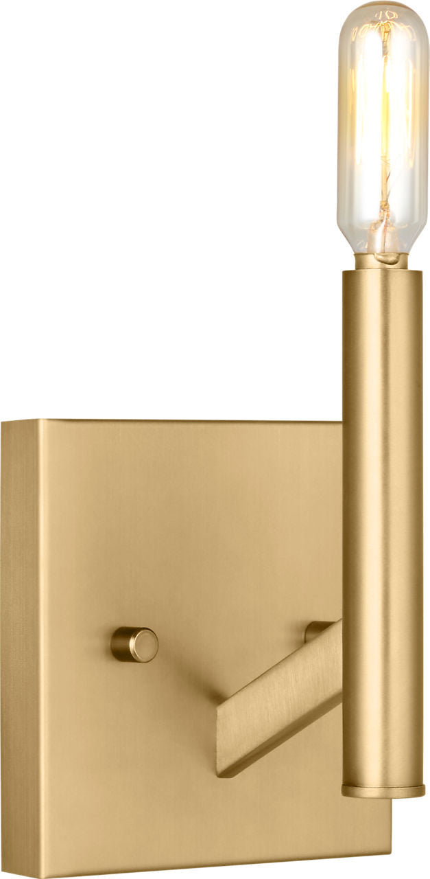 Vector One Light Wall / Bath Sconce Satin Brass Bulbs Included