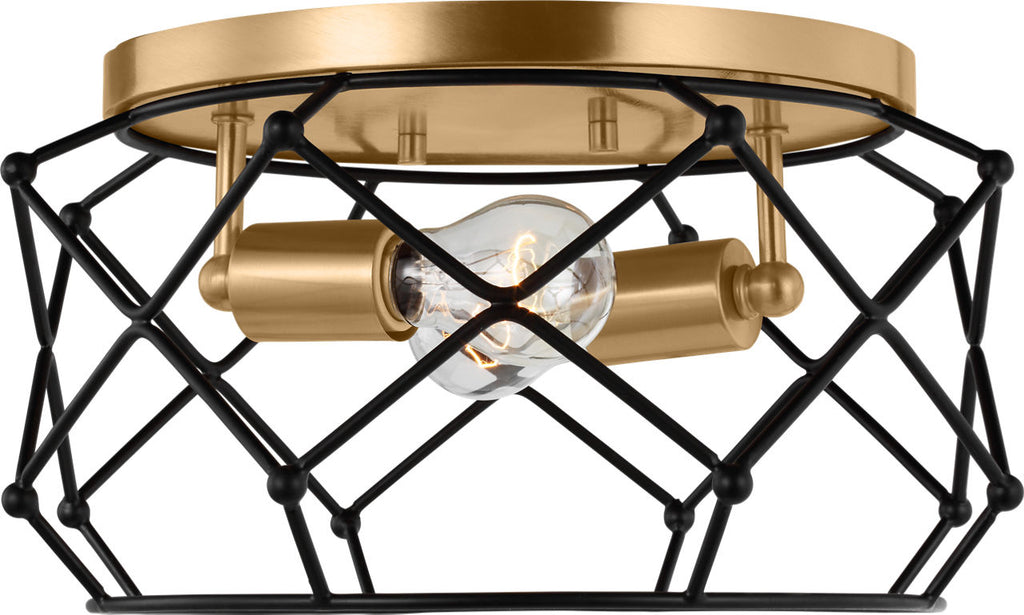 Zarra Two Light Flush Mount Satin Brass