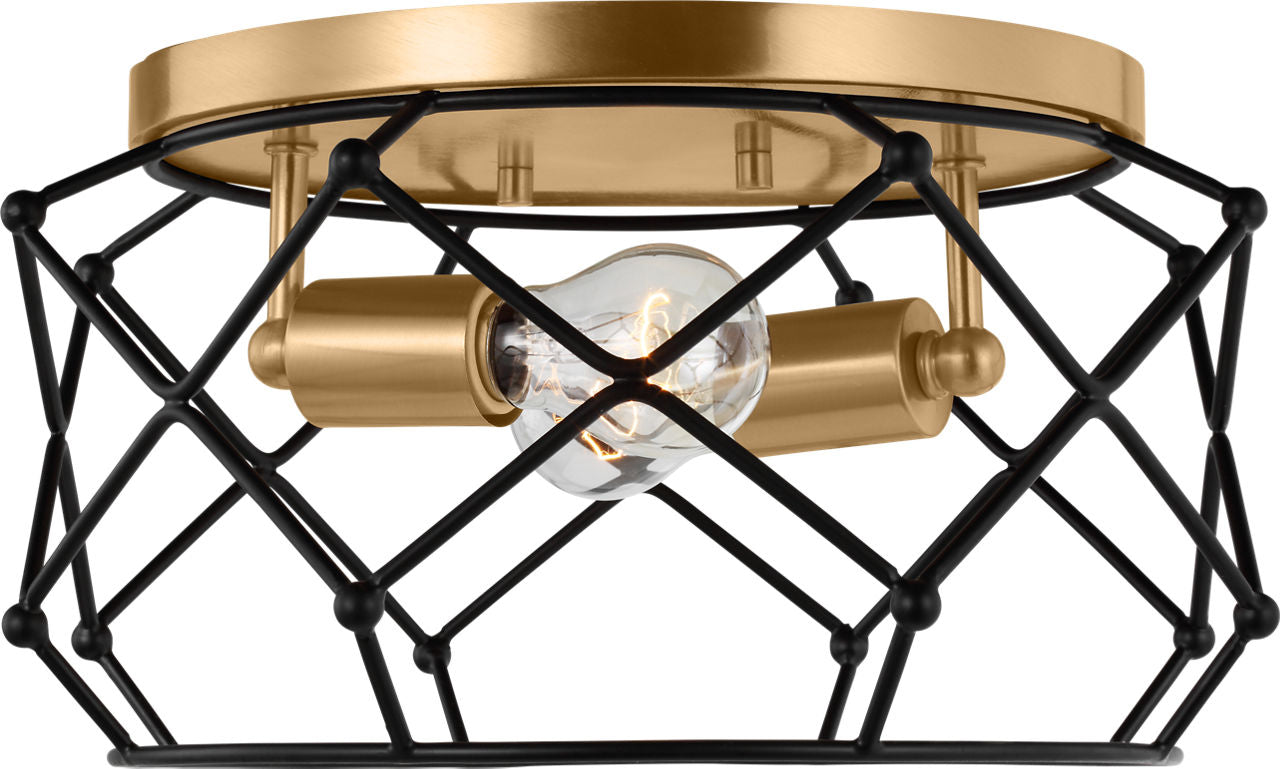 Zarra Two Light Flush Mount Satin Brass