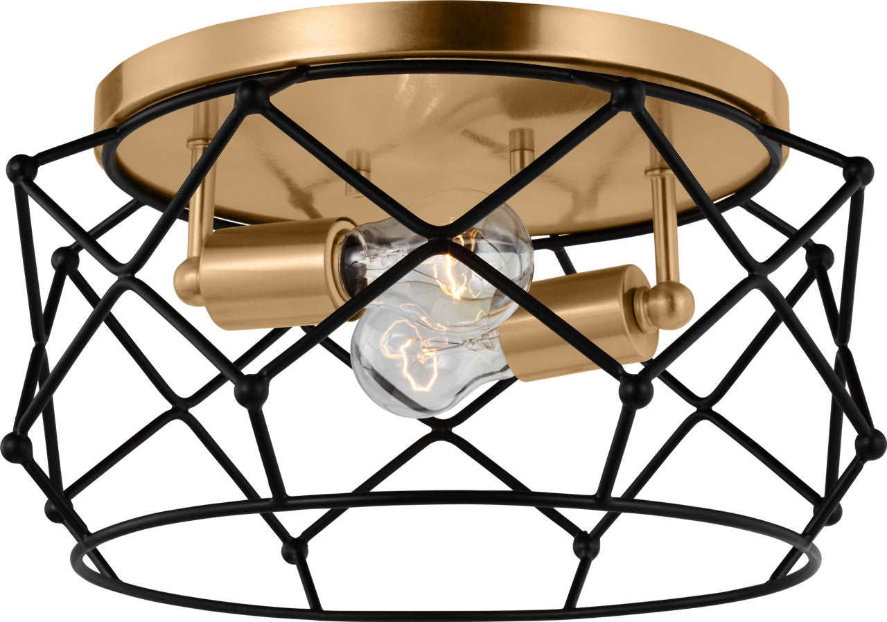 Zarra Two Light Flush Mount Satin Brass