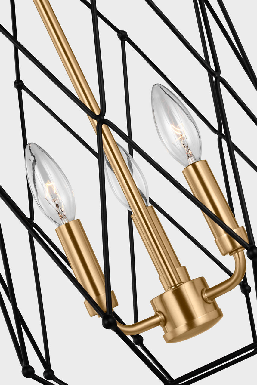 Zarra Medium Three Light Lantern Satin Brass Bulbs Included