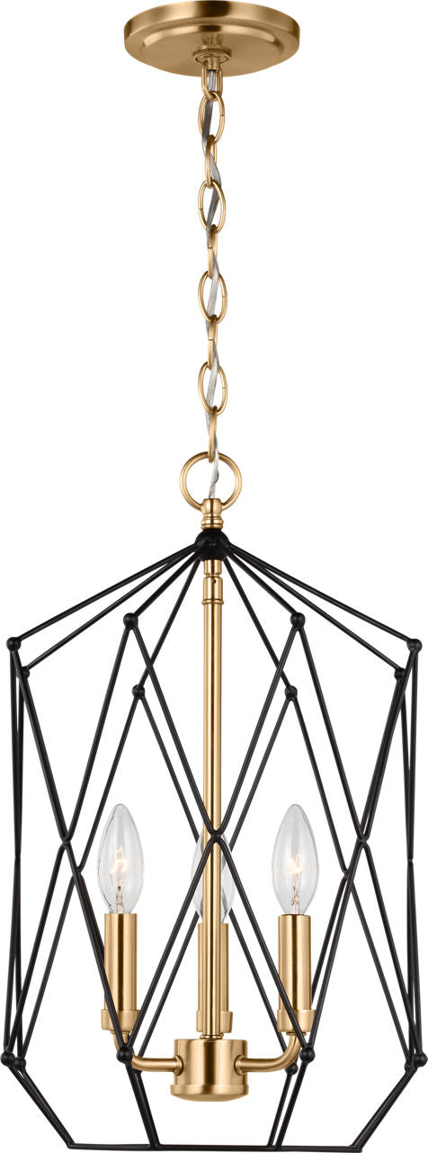 Zarra Medium Three Light Lantern Satin Brass Bulbs Included