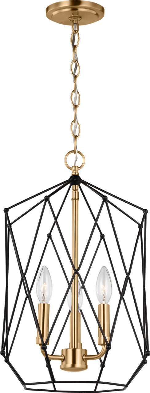 Zarra Medium Three Light Lantern Satin Brass Bulbs Included