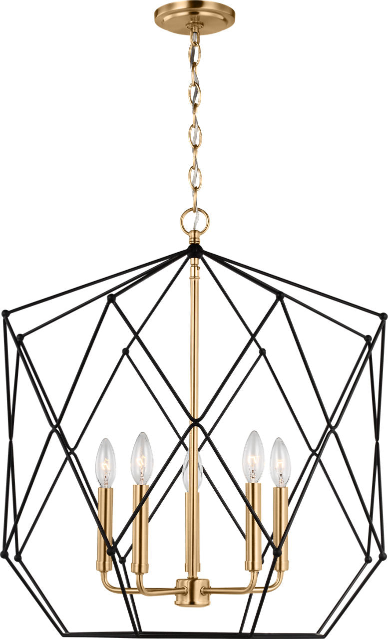 Zarra Large Five Light Lantern Satin Brass