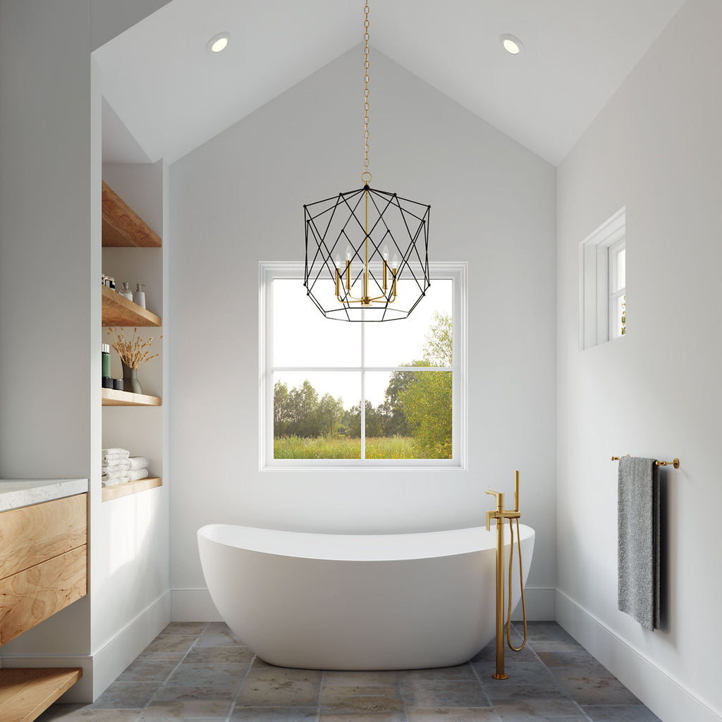 Zarra Large Five Light Lantern Satin Brass