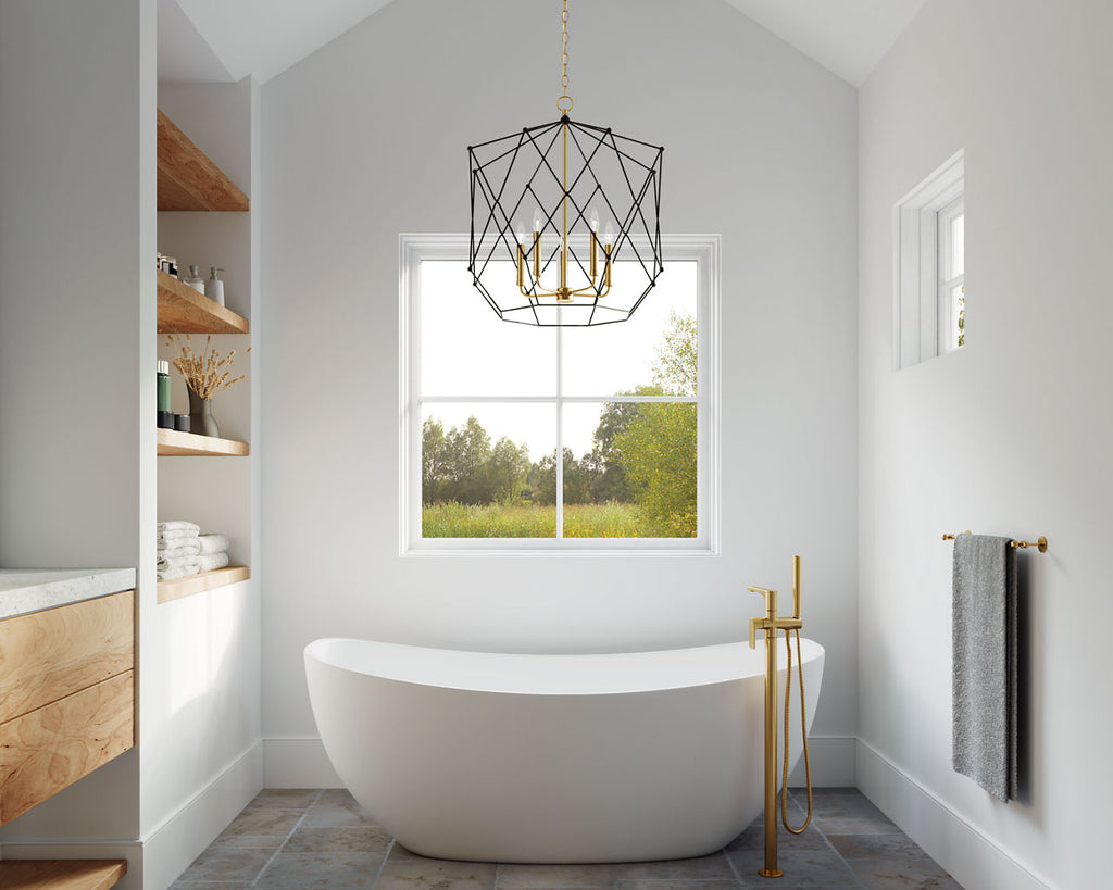 Zarra Large Five Light Lantern Satin Brass
