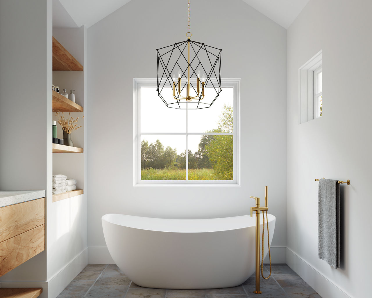 Zarra Large Five Light Lantern Satin Brass