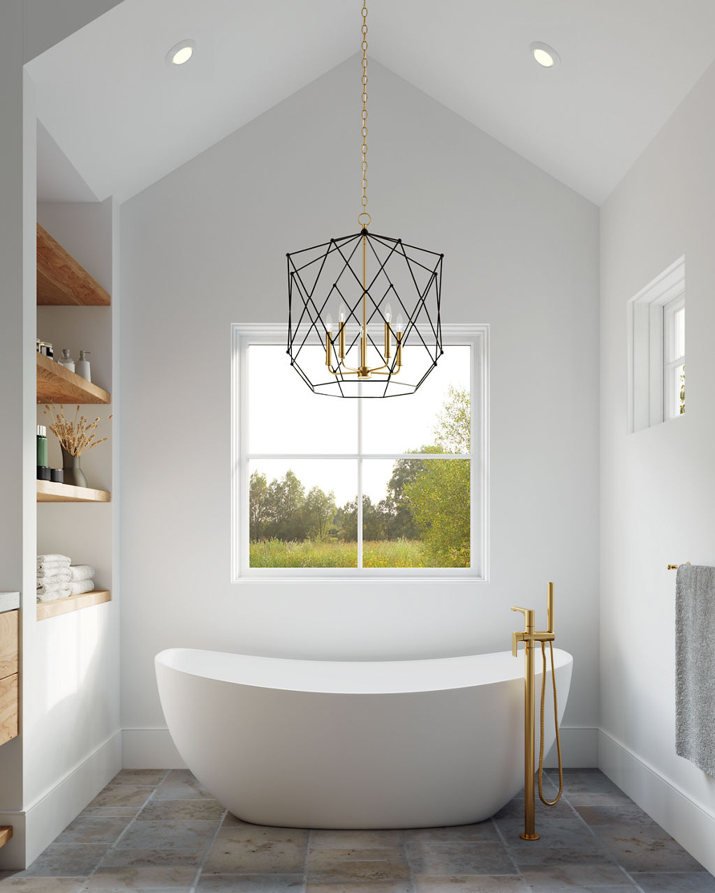 Zarra Large Five Light Lantern Satin Brass