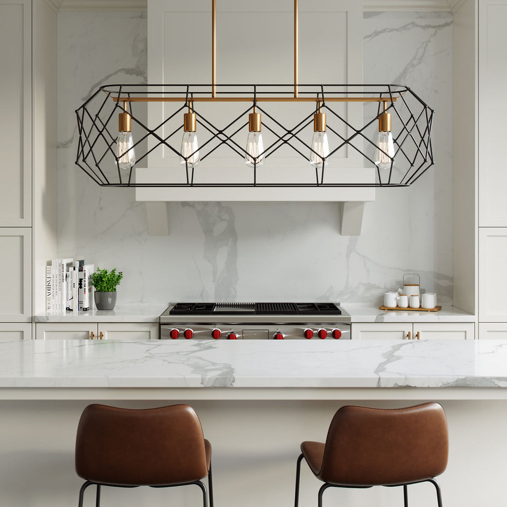 Zarra Five Light Linear Satin Brass